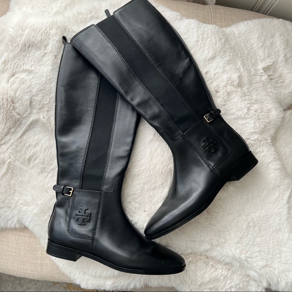 Tory Burch Shoes - Tory Burch Wyatt Black Genuine Leather Almond Toe Riding Boots Size 10.5 NWT